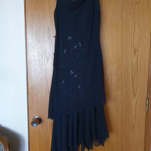 Vestido fiesta negro gasa bordado