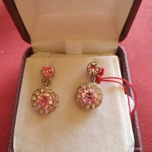 Aros fantasía con piedra rosa
