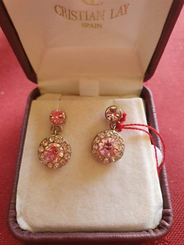 Aros fantasía con piedra rosa