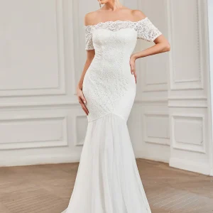 Vestido sirena encaje y tull talla 40