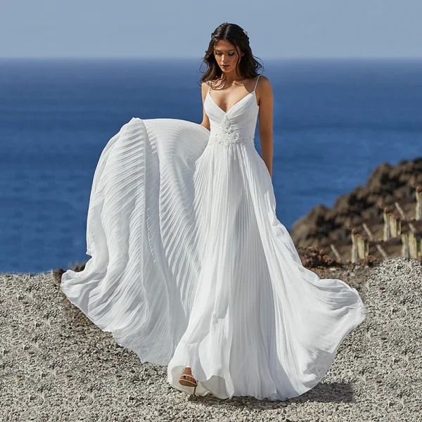 Vestido tableado ivory talla 40